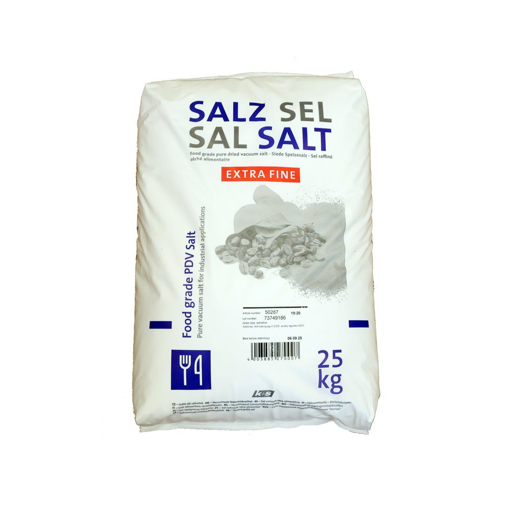 K+S vakuová jedlá sůl nejodidovaná Extra Fine 0,06-0,4mm 25kg